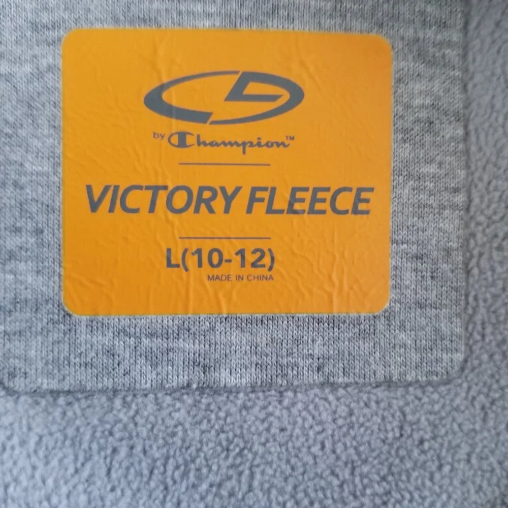 Champion Girls Victory Fleece Hoodie Jacket Large 10/12 Gray Zip Up Activewear
